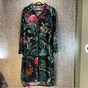 Casadel L. Made In Italy Button Up Long Sleev Dress Floral Medium Polyester